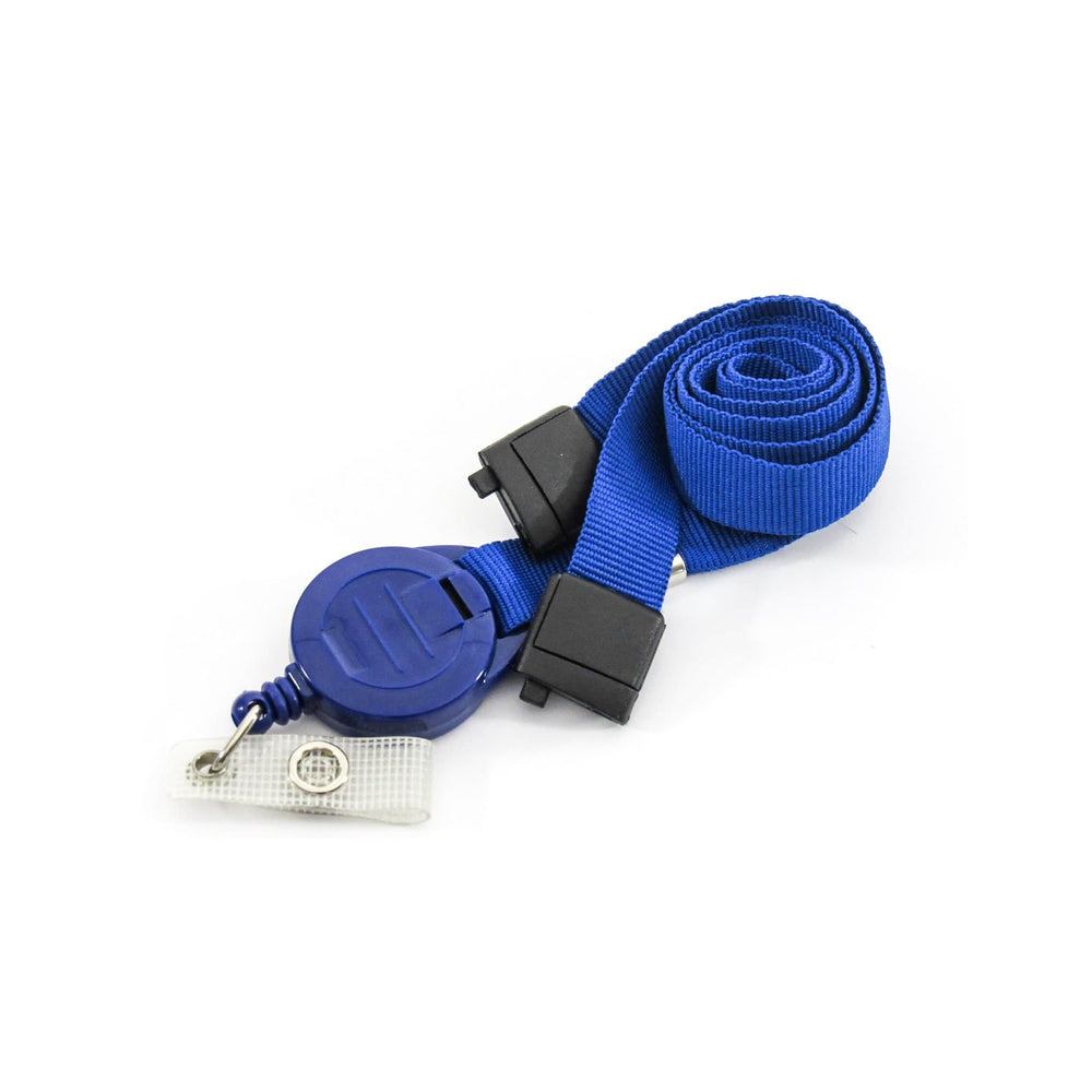 Blue Combination Lanyard and Retractable Yo-Yo Badge Reel (Packs