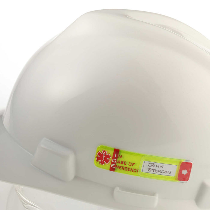 Worker Emergency ID  Tag with Window on hard hat