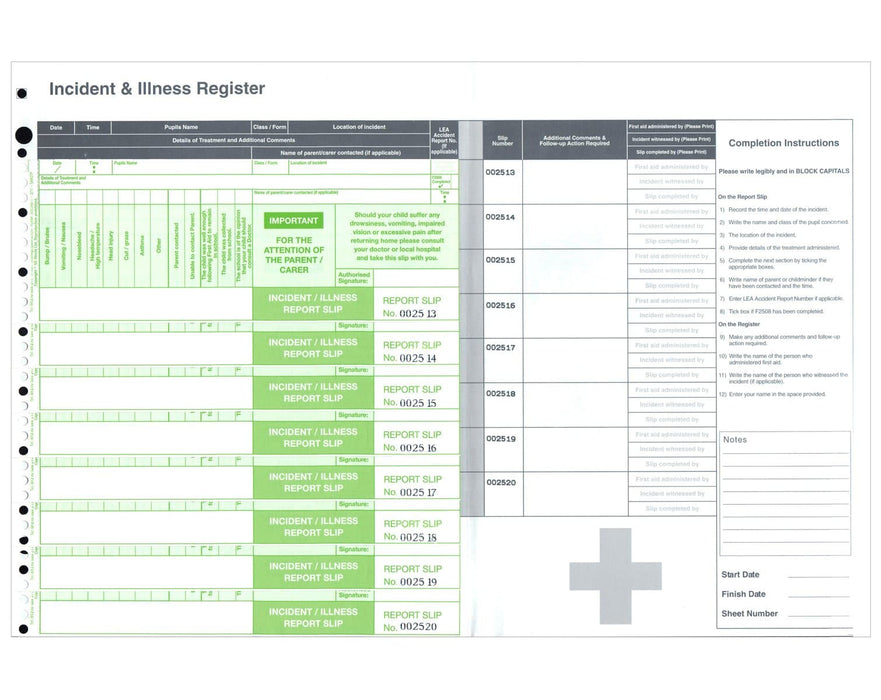 Incident Reporting Form Register