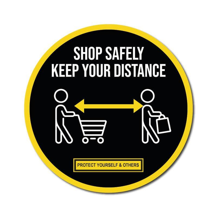 Shop Safely Keep Your Distance, Vinyl Circular Sticker, 10 pack – 105mm and 300mm - | SG World