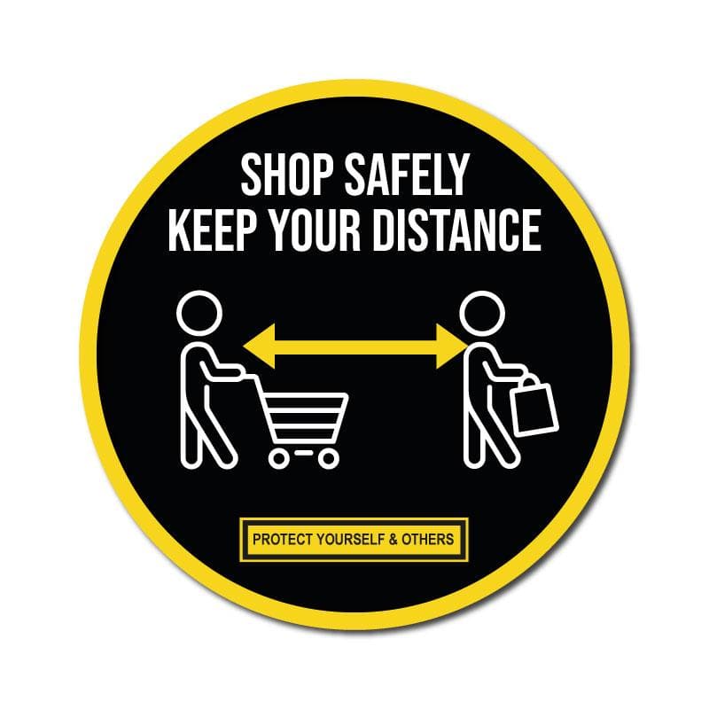Shop Safely Keep Your Distance, Vinyl Circular Sticker, 10 pack – 105mm and 300mm - | SG World