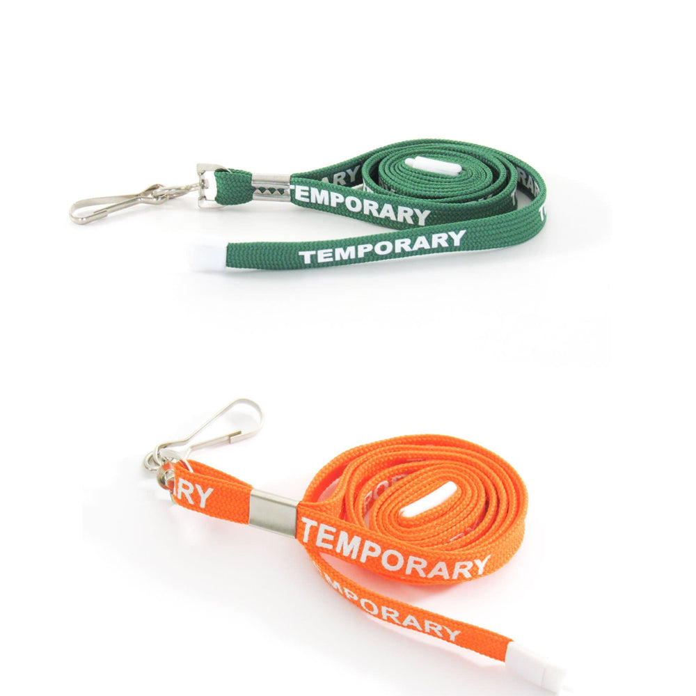 Coloured Lanyard Printed with Temporary (Packs of 10)